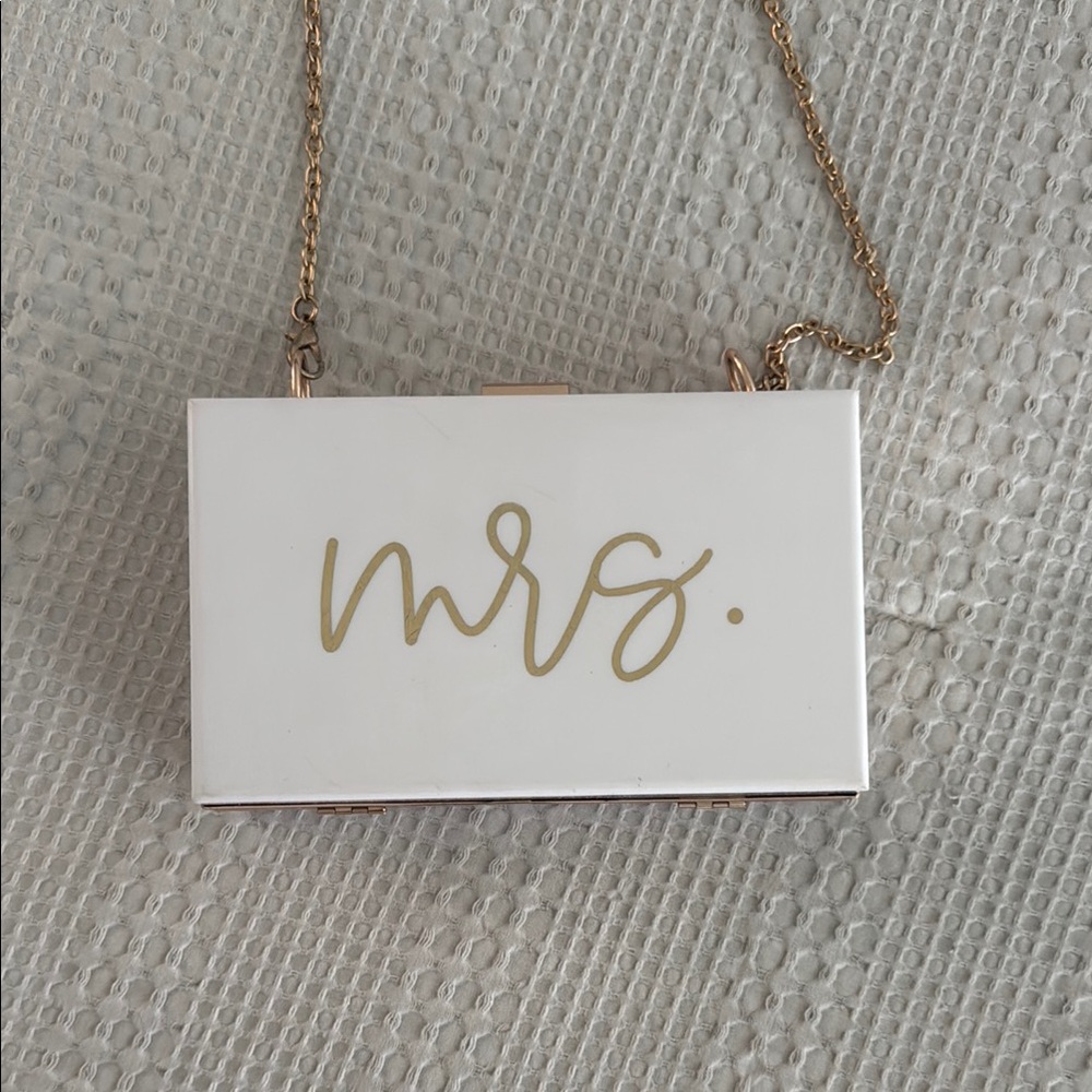 Bachelorette, Bride, Bridal - Elegant White and Gold Crossbody Bag